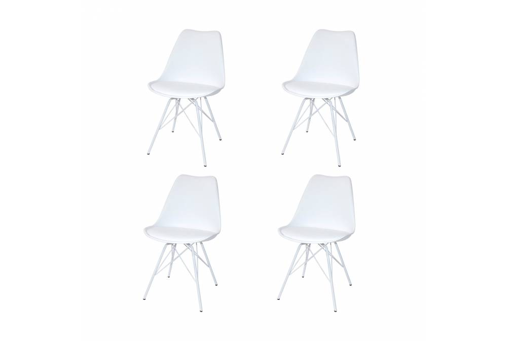 PACK 4 CHAISES TOWER MÉTAL BLANCHES