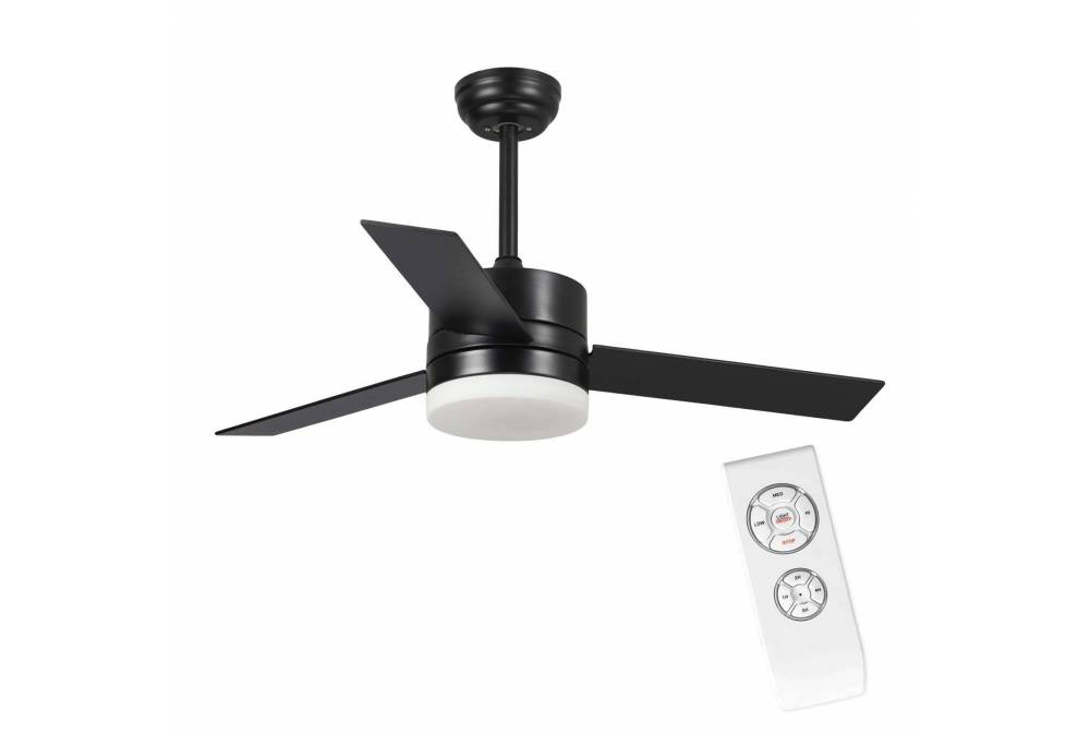 VENTILATEUR A 3 PALES EN BOIS LED 16W AINSA NOIR